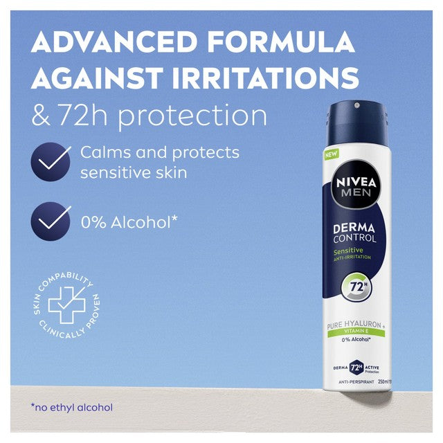 NIVEA MEN Derma Control Sensitive antiperspirant spray, UK version