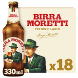 Birra Moretti lager beer 18 x 330ml bottles - British product