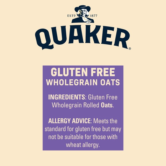 Quaker Gluten Free Oats Cereal 510g, imported from the UK