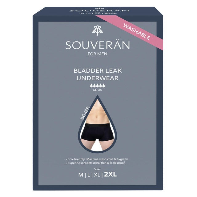 Selenacare boxer for men bladder leak black 2XL (British brand)