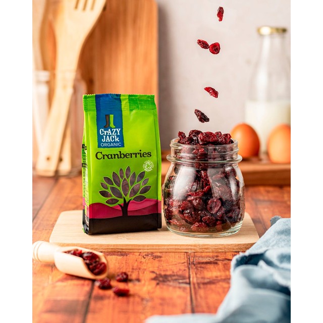 Crazy Jack Organic Dried Sweetened Cranberries 100g - British product