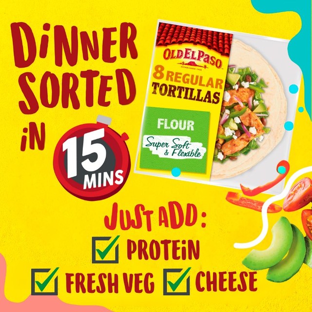 Old El Paso Flour Tortillas 8 Pack, imported from the UK