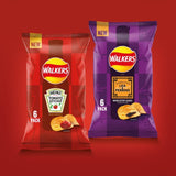 Walkers Tomato Ketchup flavour potato crisps 6x25g multipack (British brand)