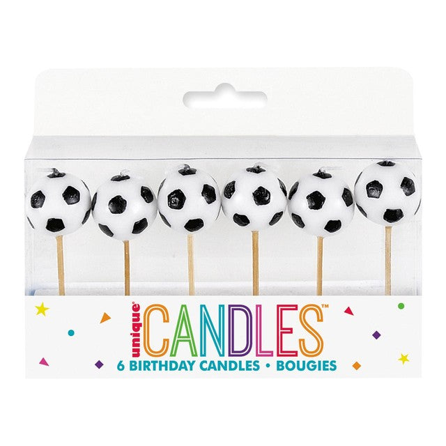 Unique Party Football Pick Birthday Candles 6 pack - British product