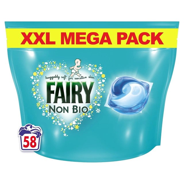 Fairy non bio washing capsules sensitive skin 60 washes - British product