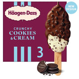 M&S Häagen-Dazs Crunchy Cookies & Cream Ice Cream Sticks 3 x 80ml- Buy online at McGrocer