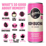 Remedy Kombucha Raspberry Lemonade 4 x 330ml, imported from the UK