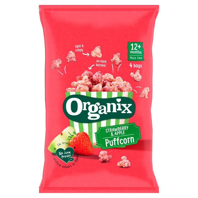 Organix Strawberry Puffcorn toddler snack 40g multipack, imported from the UK