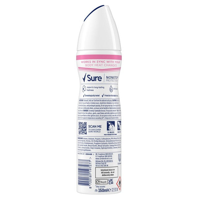 Sure women's antiperspirant deodorant Invisible Pure 150ml (British brand)