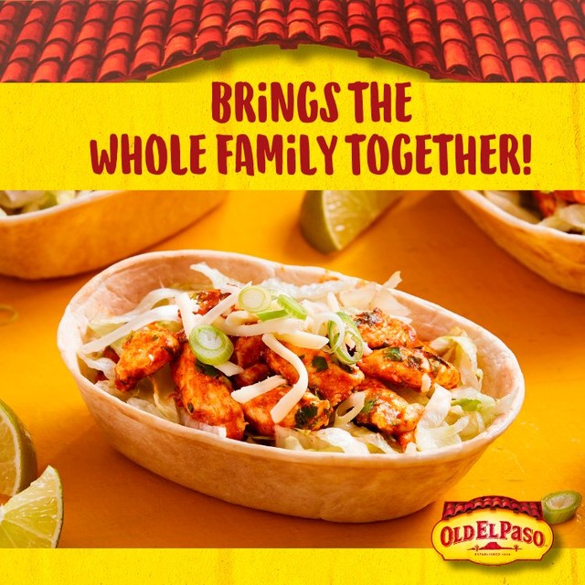 Old El Paso smoky BBQ taco kit with soft tortillas and sauce, 350g, imported from the UK