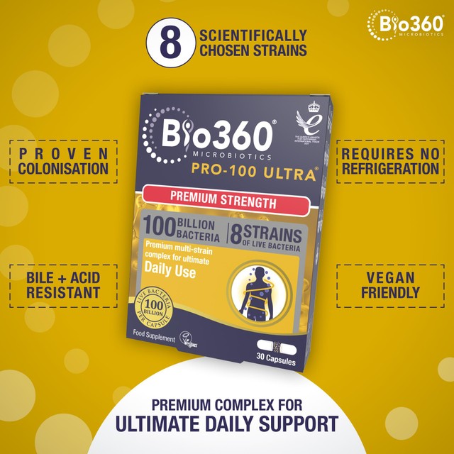 Natures Aid Bio360 Pro-100 Ultra Probiotic Capsules 30 Capsules - British product