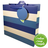 M&S Deva Medium Square Stripe Blue Gift Bag- Buy online at McGrocer