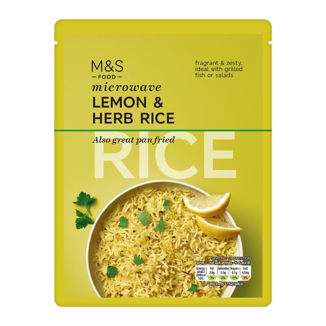 M&S Lemon & Herb Microwave Rice pouch (British brand)