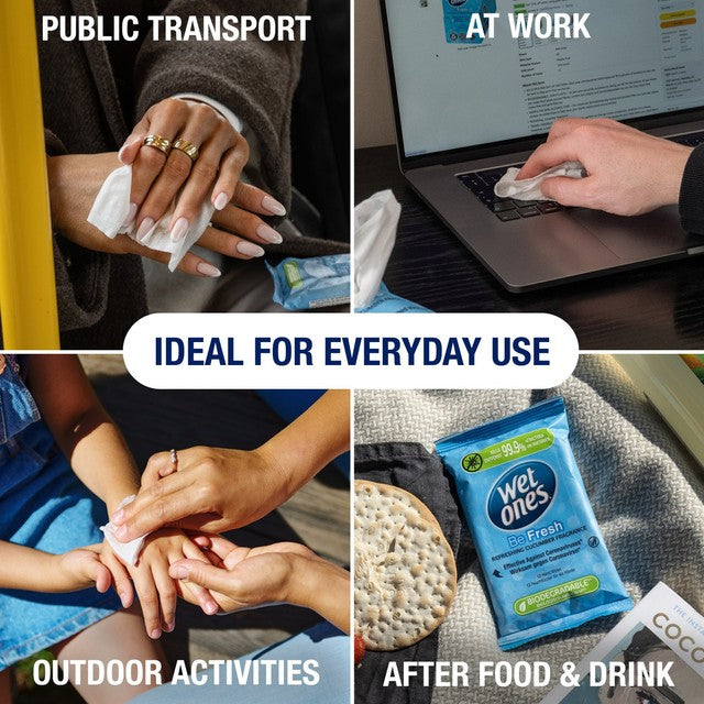 Wet Ones Be Fresh Biodegradable Antibacterial hand wipes (British brand)