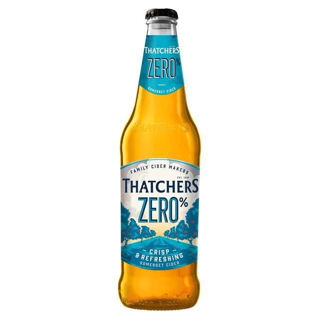 Thatchers Zero alcohol free cider 500ml bottle, British brand