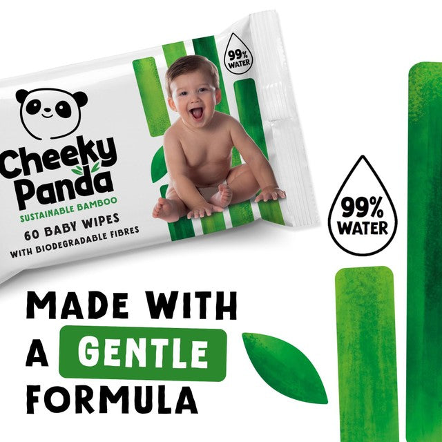 Cheeky Panda Unscented Bamboo Baby Wipes 12x60 - British product