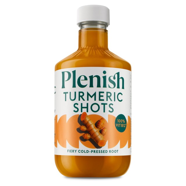 Plenish Turmeric Shots with ginger and orange juice 420ml, imported from the UK