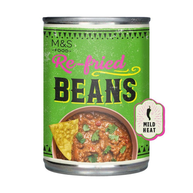 M&S spicy re-fried beans 392g, imported from the UK