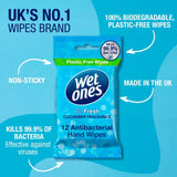 Wet Ones Be Fresh Biodegradable Antibacterial hand wipes (British brand)