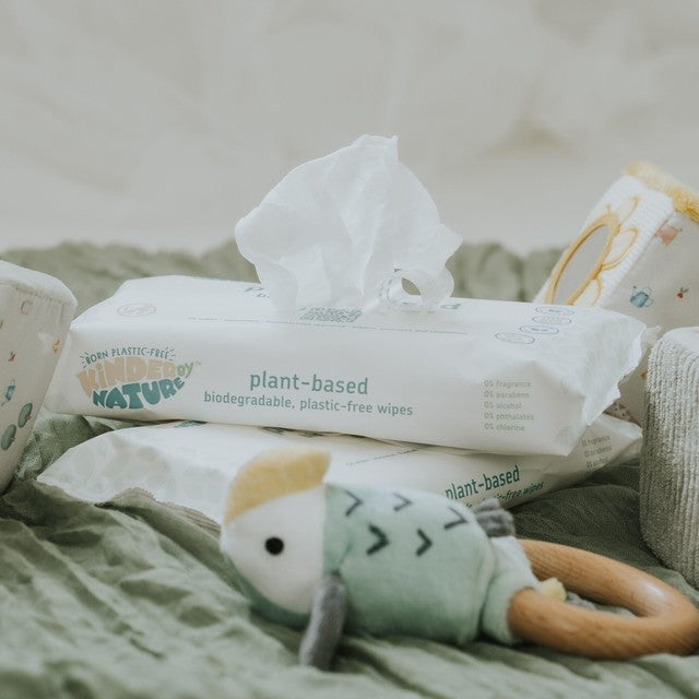 Kinder by Nature plant-based baby wipes biodegradable, imported from the UK