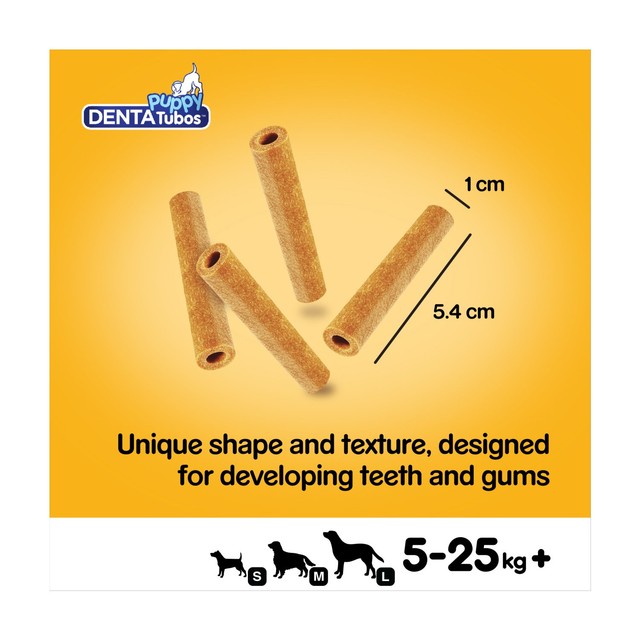 Pedigree Denta Tubo puppy dental chew sticks, imported from the UK
