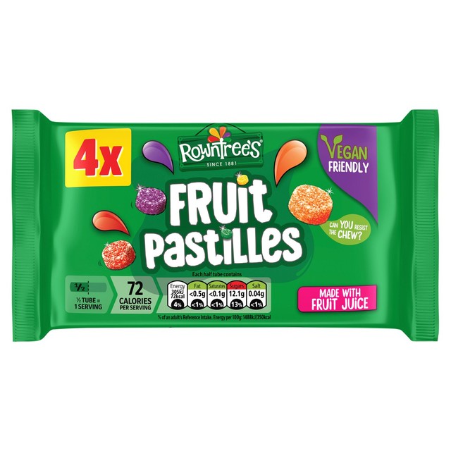 Rowntree's Fruit Pastilles Tube Multipack 4 x 42g, imported from the UK
