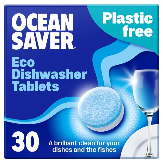 OceanSaver Plastic Free Dishwasher Tablets 30 Pack, imported from the UK