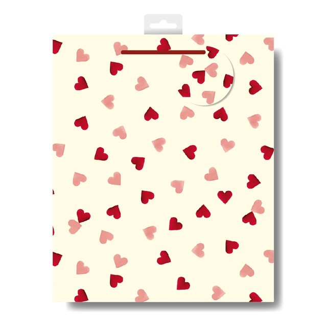 Woodmansterne Emma Bridgewater pink hearts large gift bag - British product