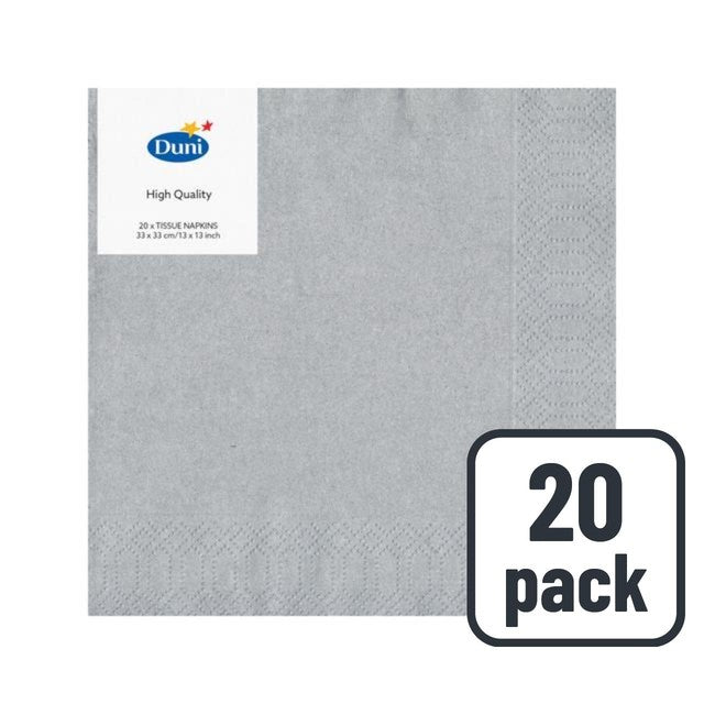 Duni silver paper napkins 20 per pack (British brand)