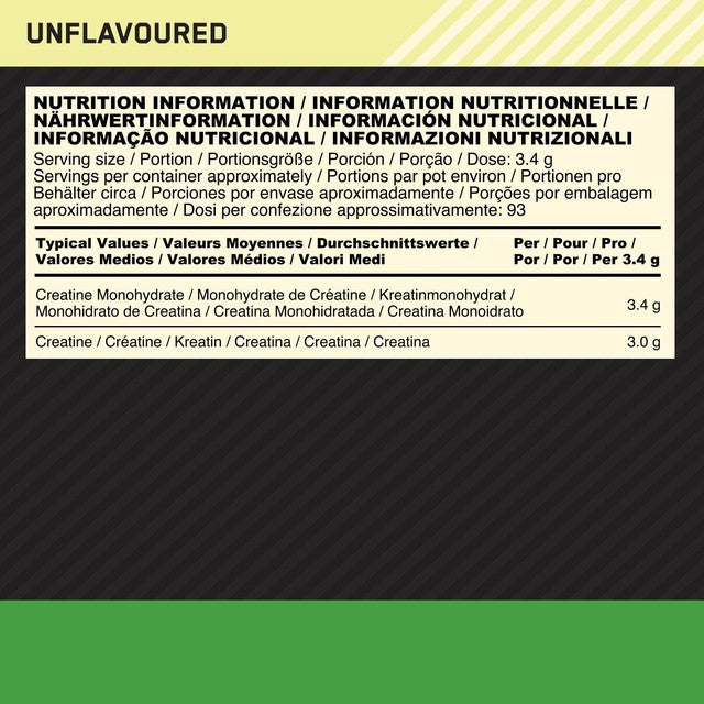 Optimum Nutrition creatine powder unflavoured 317g, imported from the UK