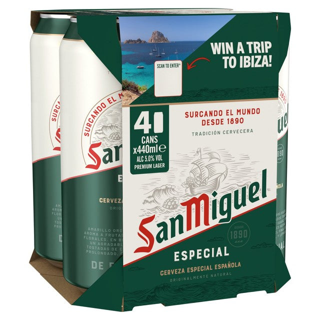 San Miguel Spanish Lager Beer 4 x 440ml cans (British brand)