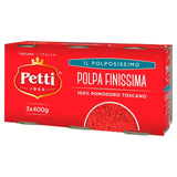 Petti Finely Chopped Tomatoes Italian 3x400g pack, imported from the UK