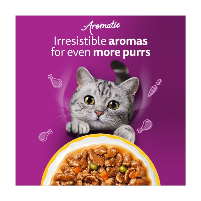 Whiskas wet cat food pouches aromatic poultry in gravy 12 x 85g (British brand)