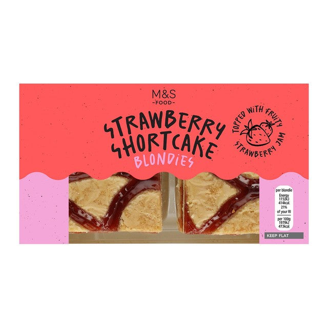 M&S Strawberry Shortcake Blondie 185g, imported from the UK