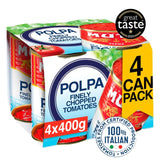 Mutti Polpa chopped tomatoes 4x400g, imported from the UK