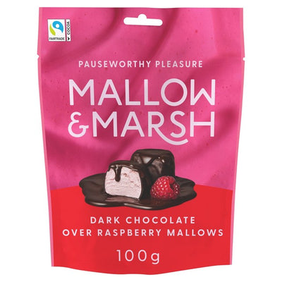 M&S Mallow & Marsh Raspberry Marshmallows Coated in 70% Dark Chocolate 100g- Buy online at McGrocer