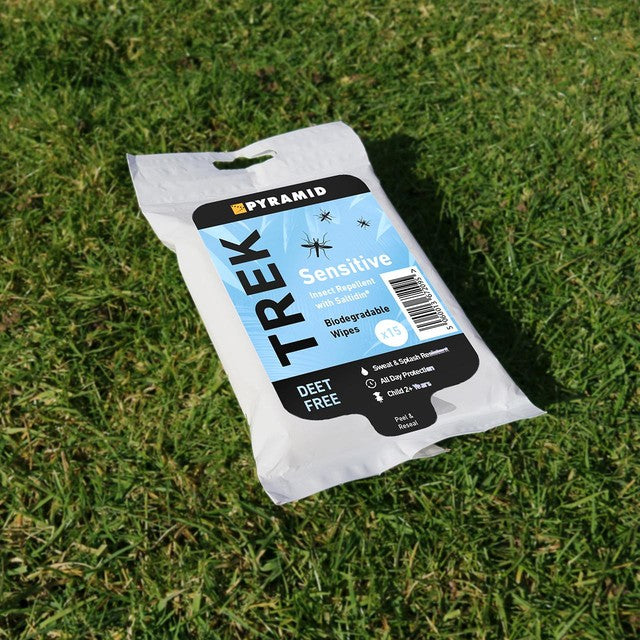 Pyramid Protect Sensitive Insect Repellent Wipes 15 per pack, imported from the UK