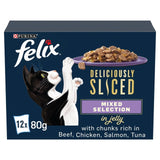 M&S Felix Deliciously Sliced Mixed Selection in Jelly Wet Cat Food 12 x 80g- Buy online at McGrocer