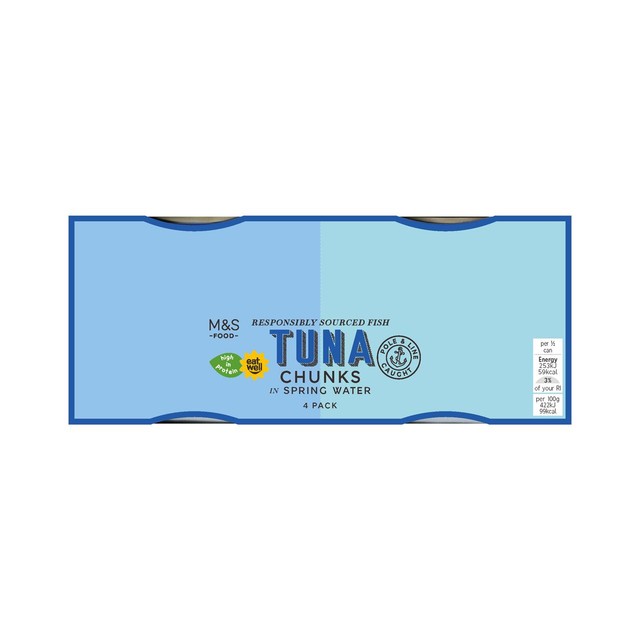 M&S tuna chunks in spring water 4 x 160g, imported from the UK