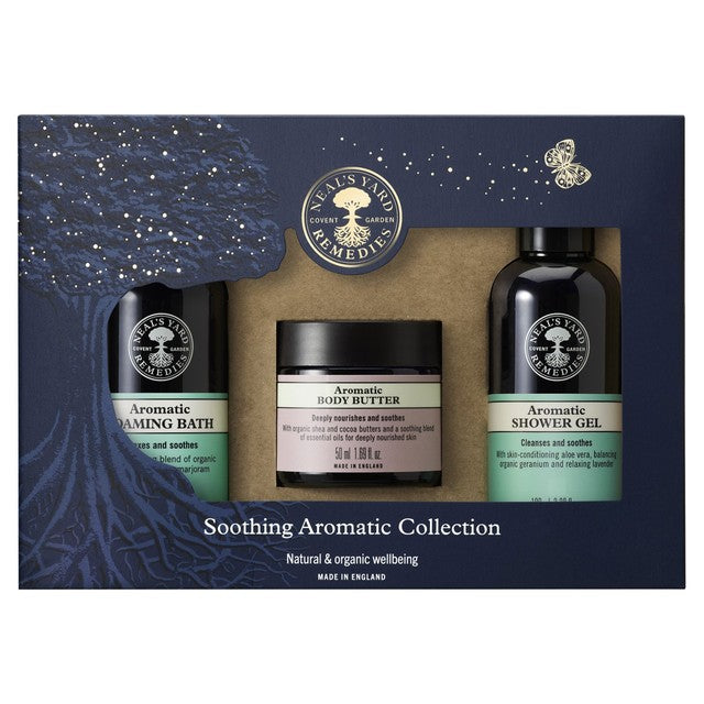 Neal's Yard Remedies soothing aromatic body care set, imported from the UK