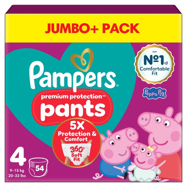 Pampers Premium Protection Nappy Pants Size 4 (9-15kg), imported from the UK