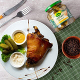 Kuhne gourmet gherkins with honey jar, UK version