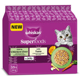 M&S Whiskas 1+ Wet Cat Food Superfoods Mixed Selection in Jelly 15 x 50g- Buy online at McGrocer
