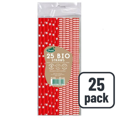 M&S Duni Bio Red & White Recyclable Paper Drinking Straws 25 Pack- Buy online at McGrocer