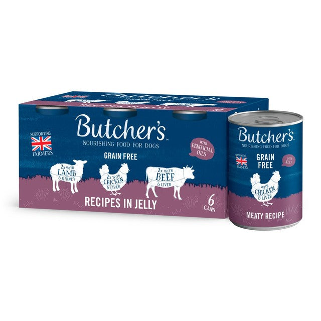 Butcher's Jelly Dog Food Mixed Flavours 6 x 400g cans - British product
