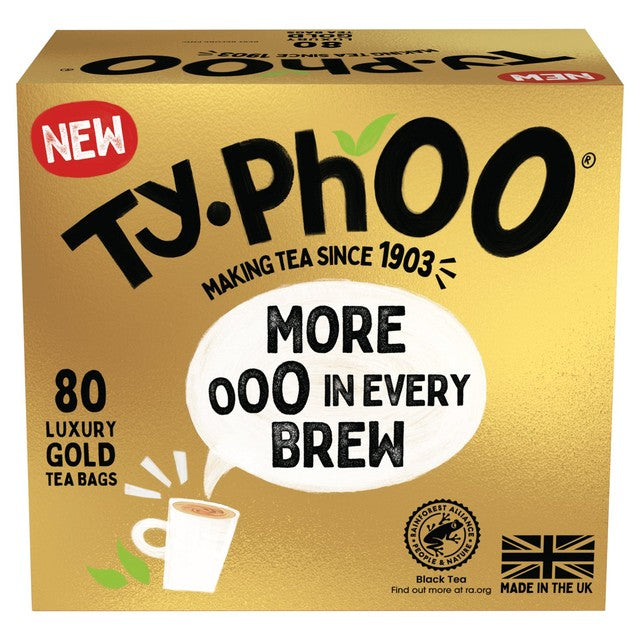 Typhoo Gold black tea bags 80 count - British product