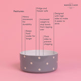 Mason Cash Polka Dot Grey Pet Bowl 18cm, imported from the UK