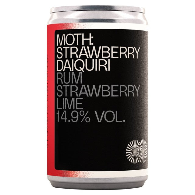 Moth Strawberry Daiquiri canned cocktail, imported from the UK