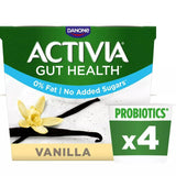 Activia Vanilla No Added Sugar Fat Free Yogurt 4x115g