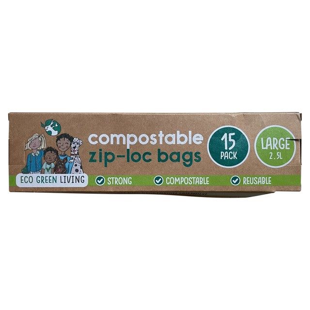 Eco Green Living compostable resealable ziplock bags 2.5L - British product